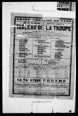 Tableau de la troupe. Saison 1893-1894.