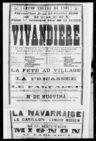 Vivandière (La) : opéra de genre en trois actes. Compositeur : Benjamin Godard. Auteur du livret : Henri Cain.