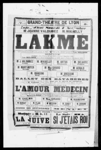Amour médecin (L') : opéra-comique en trois actes et un prologue. Compositeur : Ferdinand Poise. Auteur du livret : Ch. Monselet.