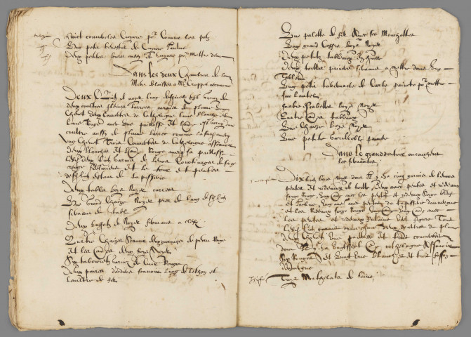 Inventaire des meubles et ustensiles de l'Hôtel Dieu.