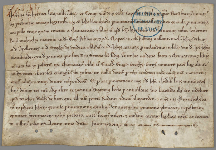 Confirmation par l'abbé de Saint-Irénée et Saint-Just d'un échange de terres à la Part-Dieu.