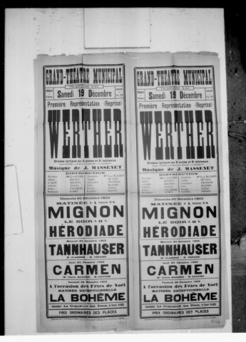 Werther : drame lyrique en trois actes et cinq tableaux. Compositeur : Jules Massenet. Auteurs du livret : Ed. Blau, Paul Milliet et G. Hartmann.