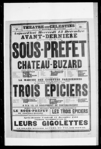 Trois épiciers (Les) : vaudeville en trois actes. Auteurs : Lockroy et Anicet Bourgeois.