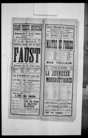 Faust : opéra en cinq actes et douze tableaux. Compositeur : Charles Gounod. Auteurs du livret : Michel Carré et Jules Barbier.