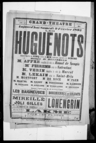 Huguenots (Les) : grand opéra en cinq actes et six tableaux. Compositeur : Giacomo Meyerbeer. Auteur du livret : Eugène Scribe.