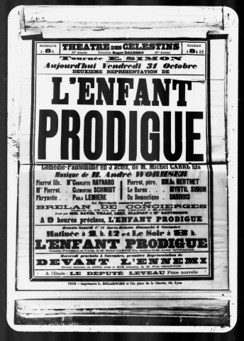 Enfant prodigue (L') : comédie-pantomime en trois actes. Tournée Simon. Compositeur : André Wormser. Auteur du livret : Michel Carré fils.