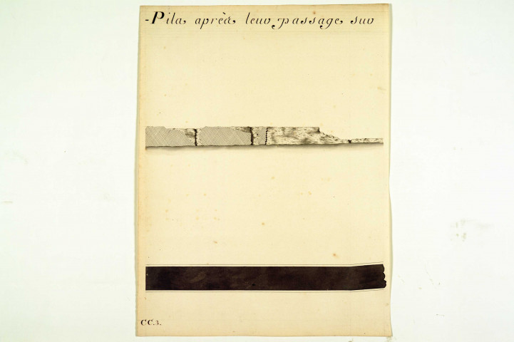Plan et élévation des ruines de la rampe et tour du réservoir de fuite des siphons de la conduite du Mont-Pilat.