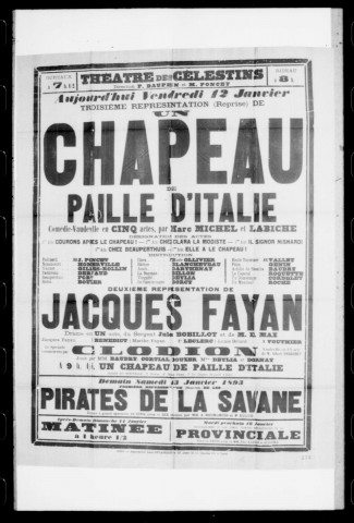 Chapeau de paille d'Italie (Un) : comédie-vaudeville en cinq actes. Auteurs : Marc Michel et Eugène Labiche.