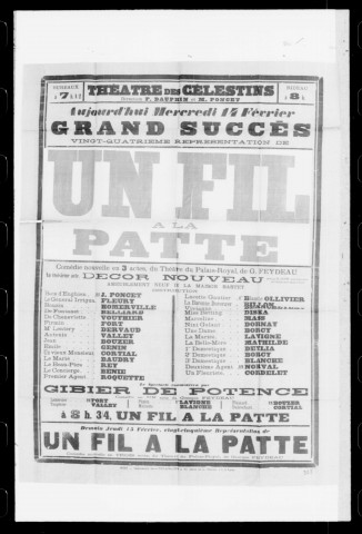 Fil à la patte (Un) : comédie nouvelle en trois actes. Auteur : Georges Feydeau.