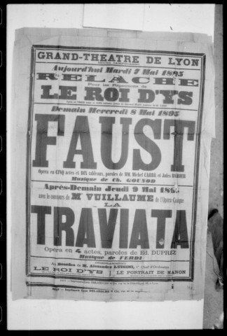 Relâche : affiche présentant les spectacles des jours suivants.